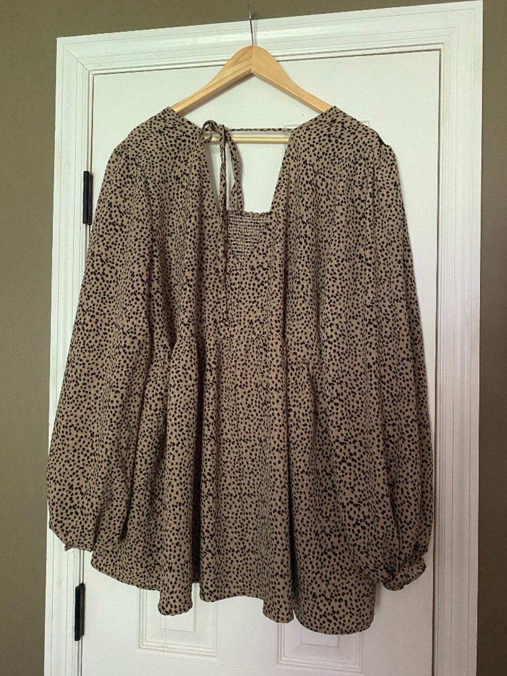 ODDI - Leopard Print Embroidered Floral Babydoll Tunic Top - size 3XL - Picture 2 of 9